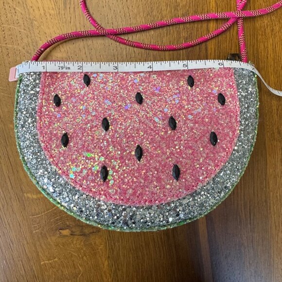 CREWCUTS Glitter Watermelon Crossbody Bag Girls Pink & Green Fruit Sparkle Purse - Picture 4 of 9